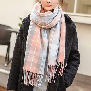 Fringed Color Block Scarf