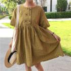 Double Breasted Elbow Sleeve Dress
