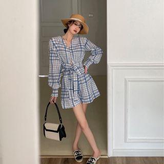 Set: Plaid Blouse + Skort