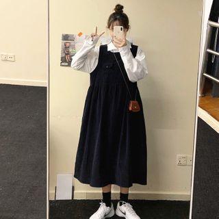 Corduroy Jumper Skirt / Long-sleeve Shirt