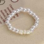 Beaded Ring Pearl White - One Size