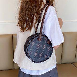 Plaid Round Shoulder Bag Plaid - Green - One Size