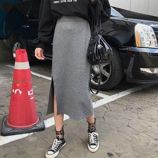 Plain Slim-fit Knit Skirt