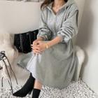 Band-waist Midi Hoodie Dress