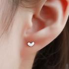 Heart Earrings 1 Pair - Sterling Silver - Stud Earring - Silver - One Size