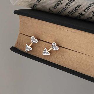 Rhinestone Heart Triangle Dangle Earring