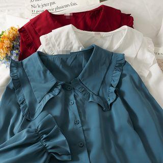 Ruffle-trim Loose Shirt In 5 Colors
