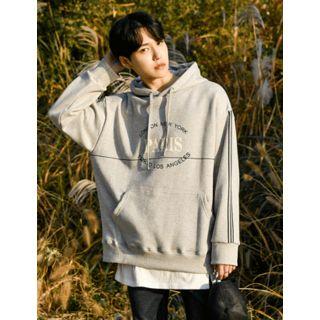 Contrast-trim Lettering Boxy-fit Hoodie