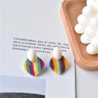 Striped Square Alloy Dangle Earring 1 Pair - Yellow & Blue & Fuchsia & White - One Size