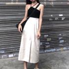 Halter Plain Top / High-waist Plain Skirt