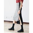 Color-block Dip-back Long Skirt
