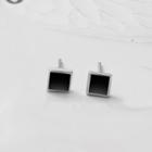 925 Sterling Silver Square Earring Stud Earring - 1 Pair - Black - One Size