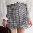 Frill-trim Gingham Wrap Miniskirt