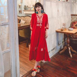 Set Of 2: Embroidered Dress