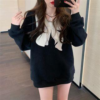 Contrast Bow Sweatshirt Black - One Size