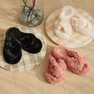 Cross-band Furry Slippers