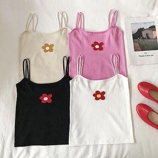 Color-block Picture Print Knit Camisole Top