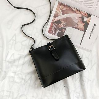 Faux Leather Buckled Bucket Bag