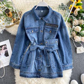 Tie-waist Denim Shirt Jacket