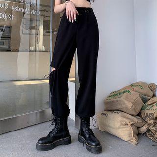 Cutout Drawstring Harem Pants
