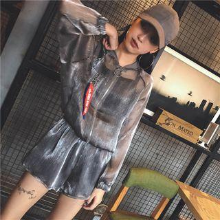 Set: Lettering Strap Zip Jacket + Shorts