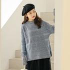 Round-neck Sweater Grayish Blue - One Size