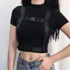 Short Sleeve Buckled Cape Crop Top