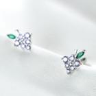 Rhinestone Fruit Earring 1 Pair - S925 Silver - Silver & Purple - One Size