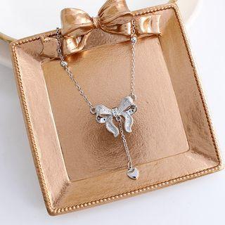 Bow Pendant Alloy Necklace 1 Pc - Necklace - Silver - One Size