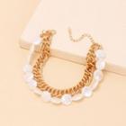 Faux Pearl Chain Layered Anklet Gold - One Size