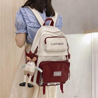 Lettering Two Tone Backpack / Charm / Set