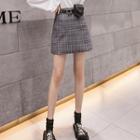 Set: Plaid A-line Mini Skirt + Belted Pouch