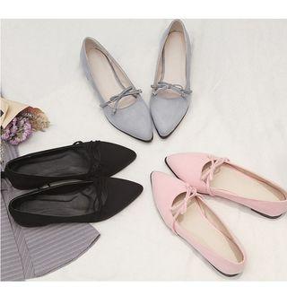 Faux-suede Pointy-toe Mary Jane Flats