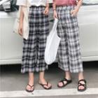 Plaid Cropped Straight-fit Pants