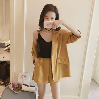 Set: 3/4-sleeve Printed Shirt + Shorts