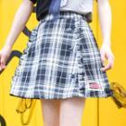 A-line Frill Trim Plaid Skirt