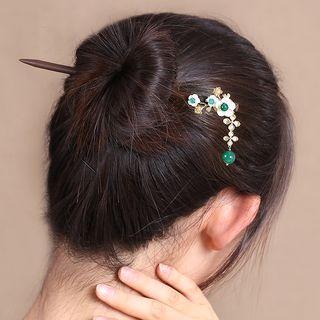 Flower Dangle Wooden Hair Stick
