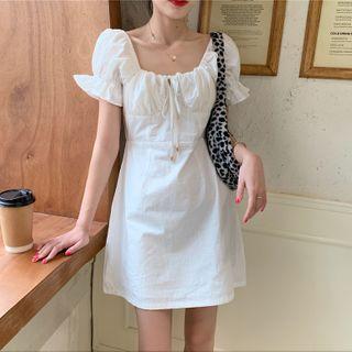 Bell-sleeve Mini A-line Dress White - One Size