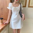 Bell-sleeve Mini A-line Dress White - One Size