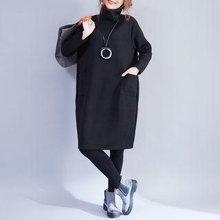 Long-sleeve Turtleneck Loose-fit Dress