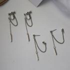 Alloy Chained Earring 1 Pair - Dark Silver - One Size