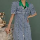 Short-sleeve Button-up Denim Dress
