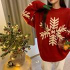 Long-sleeve Snowflake Knit Sweater