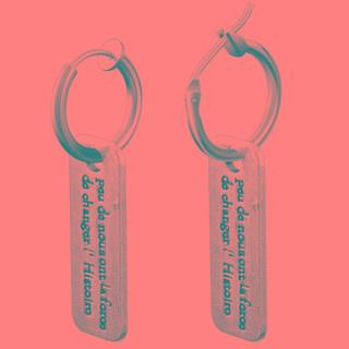 Engraved Tag Drop Earring / Clip-on Earring