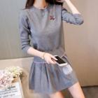 Set: Contrast Trim Sweater + Pleated Skirt