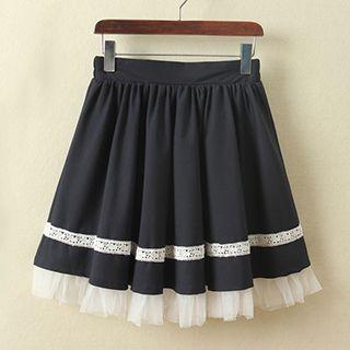 Mesh Hem Crochet Trim A-line Dress