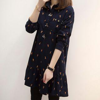 Cartoon Print Shirt Dress