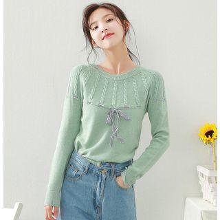 Tie-front Light Knit Top