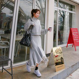 Zipped High-neck Drop-shoulder Pullover