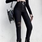 High-waist Moon Mesh Panel Leggings
